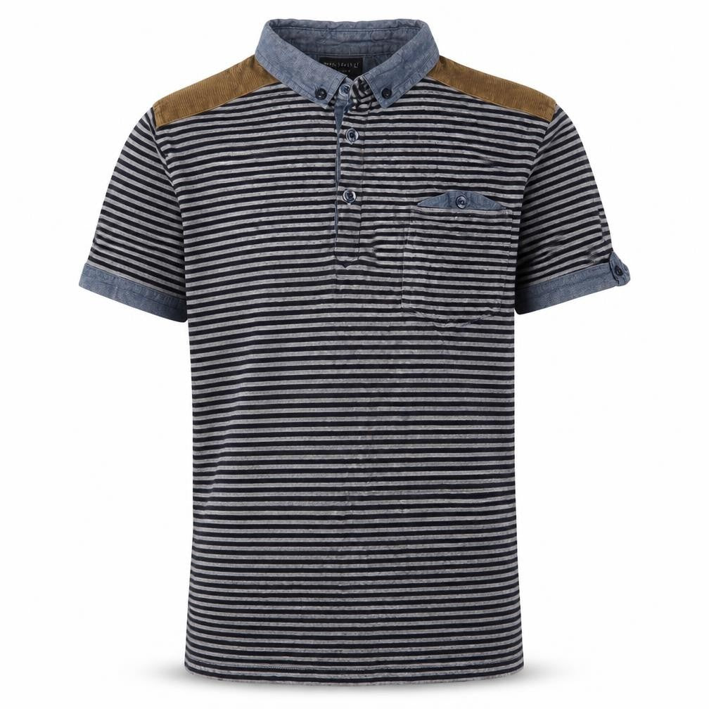 Next Boys Striped Polo Shirt Blue Button-Down Collar 12Y
