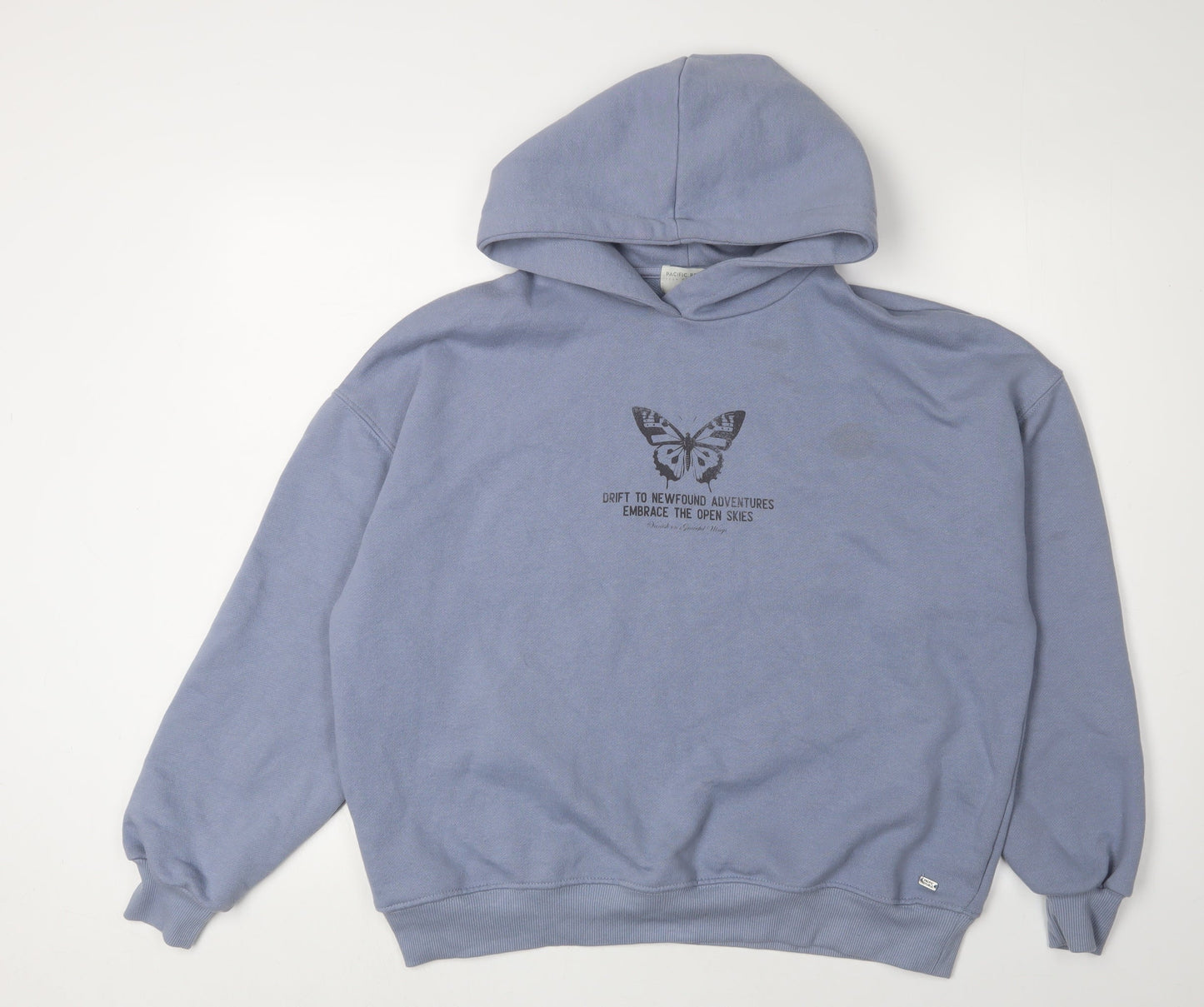 Pull&Bear Teens Blue Hoodie Pullover 2XS Graphic Print