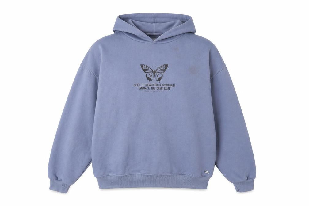Pull&Bear Womens Blue Hoodie Pullover 2XS Graphic Print