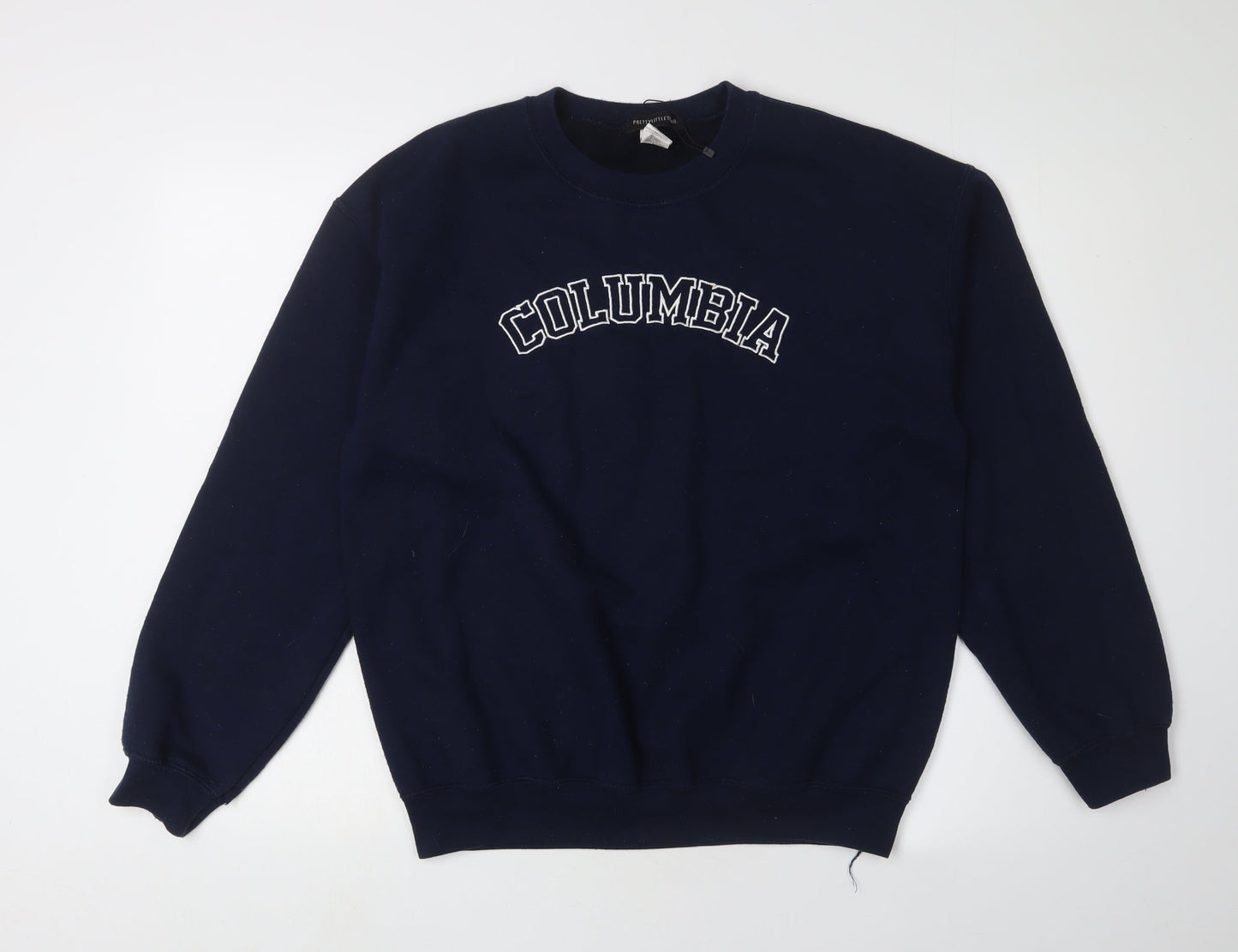 PrettyLittleThing Women's Blue S Logo Pullover Sweatshirt