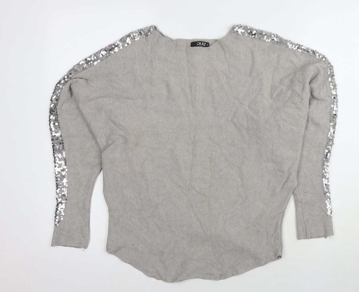 Quiz Women's Grey Sequin Pullover Jumper UK 6