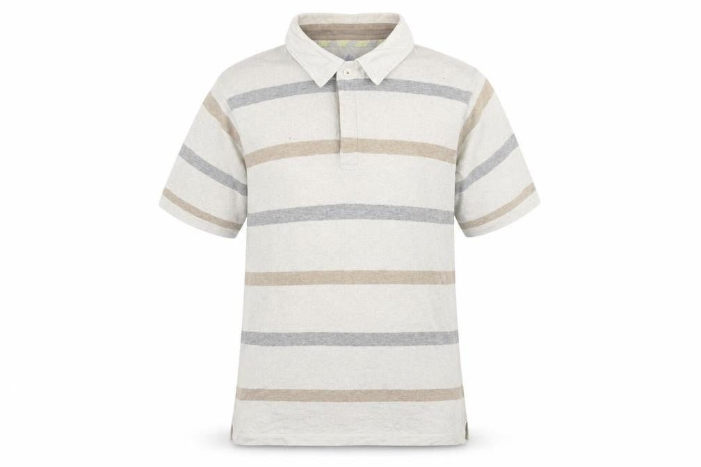 Marks and Spencer Men Beige Striped Polo, Size S
