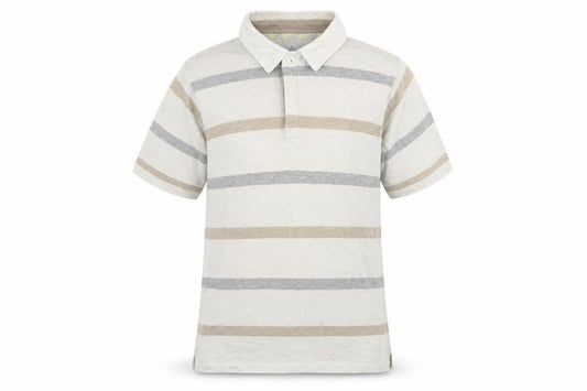 Marks and Spencer Men Beige Striped Polo, Size S