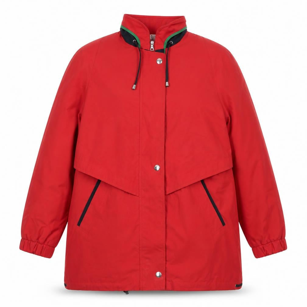 Sportiv Women's Red Relaxed Fit Long Jacket with Drawstring