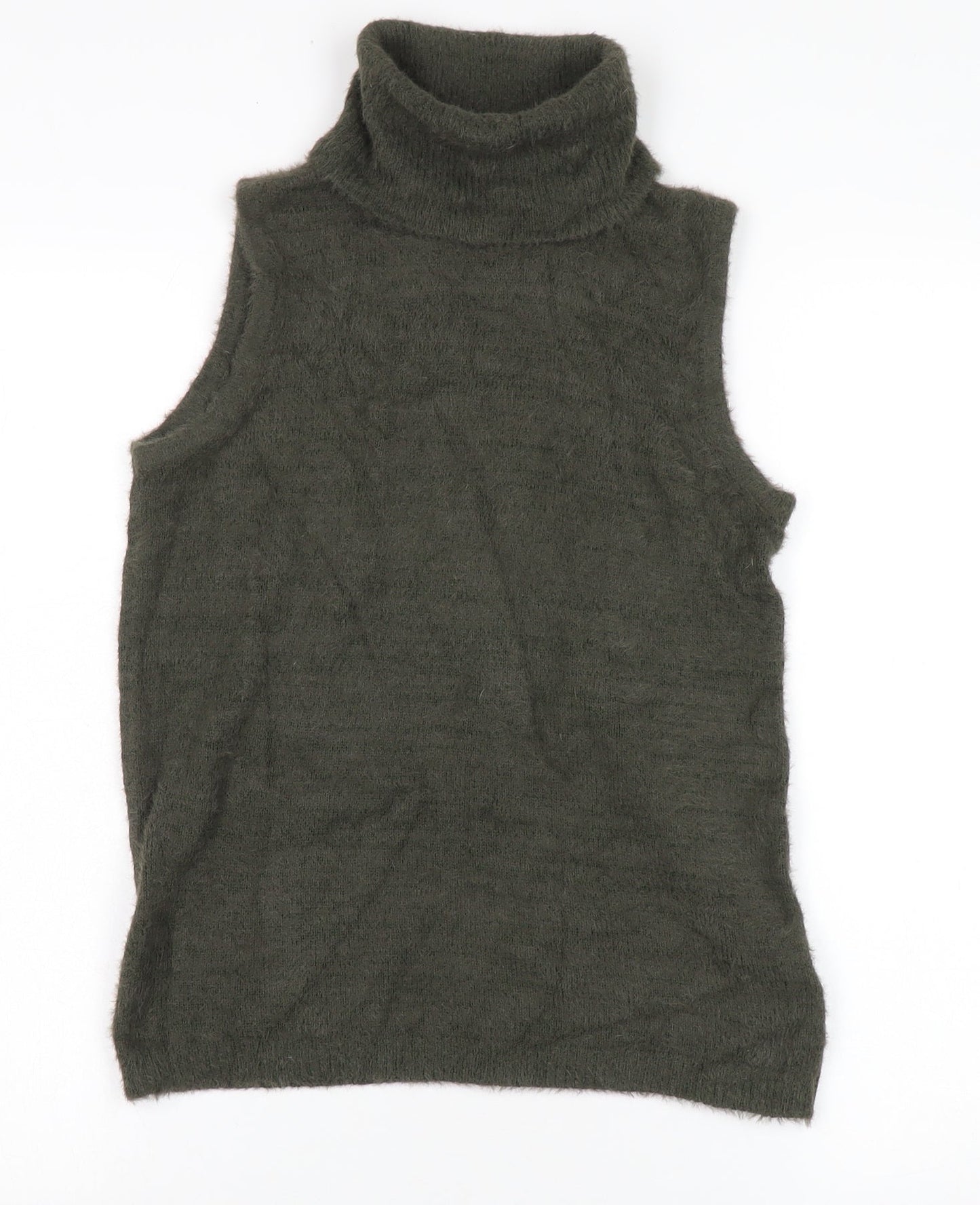 Cynthia Rowley Women's Green Roll Neck Sleeveless Jumper