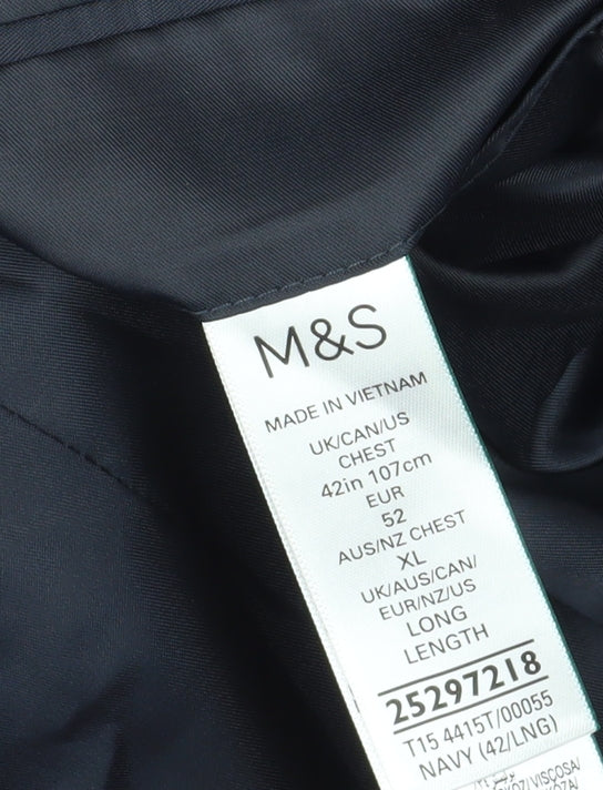 Marks and Spencer Men's Blue Blazer, 42L, Long, Formal