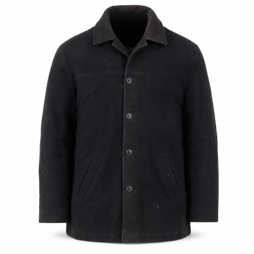Baker Street Men's Black Overcoat, Medium, Cotton, Casual