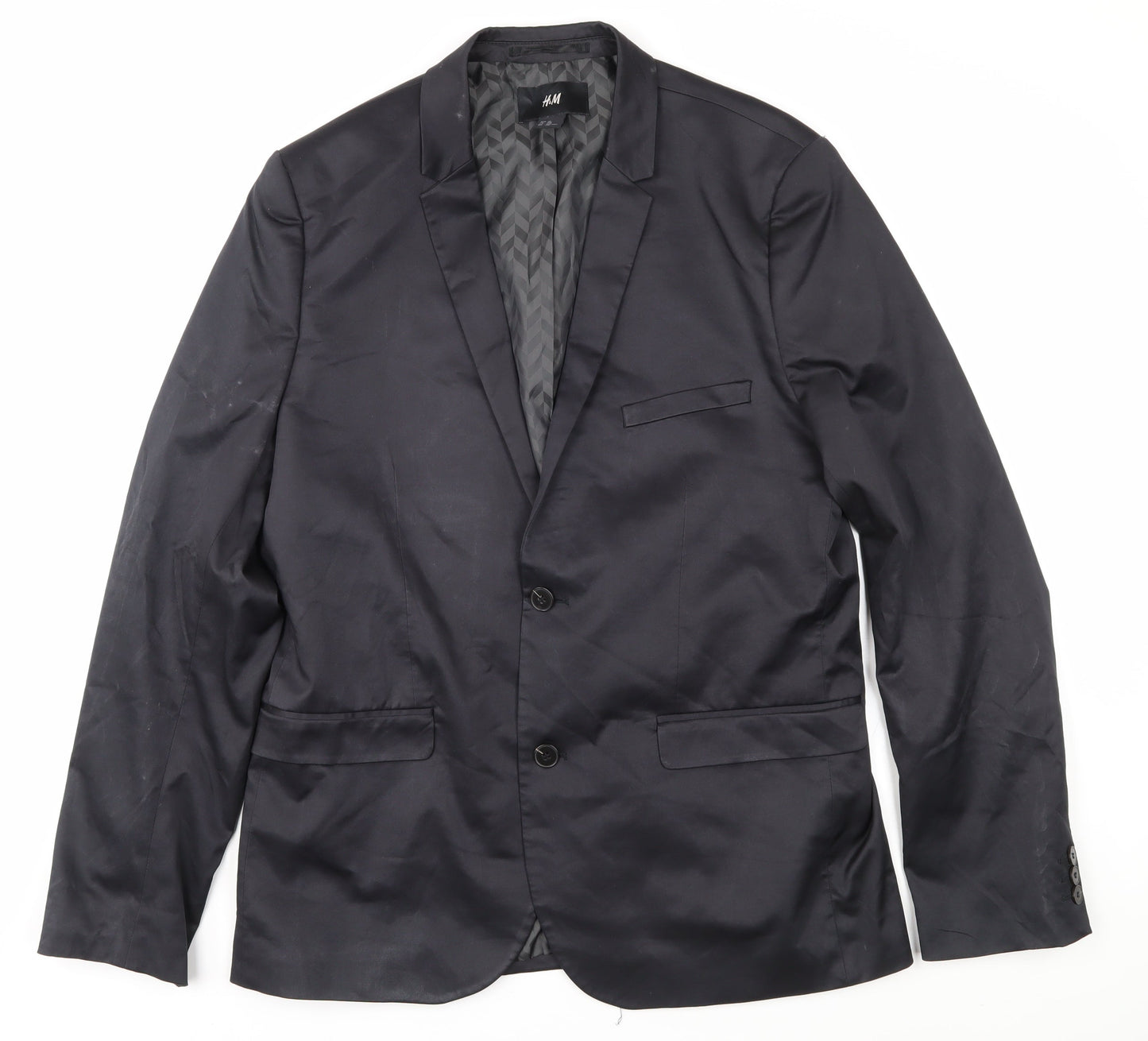 H&M Men's Black Blazer, 44R Cotton-Polyester