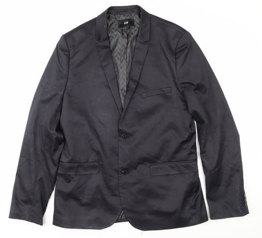 H&M Men's Black Blazer, 44R Cotton-Polyester