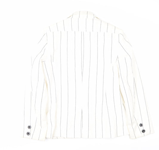 John Richmond Women’s White Pinstripe Suit Jacket Size 12