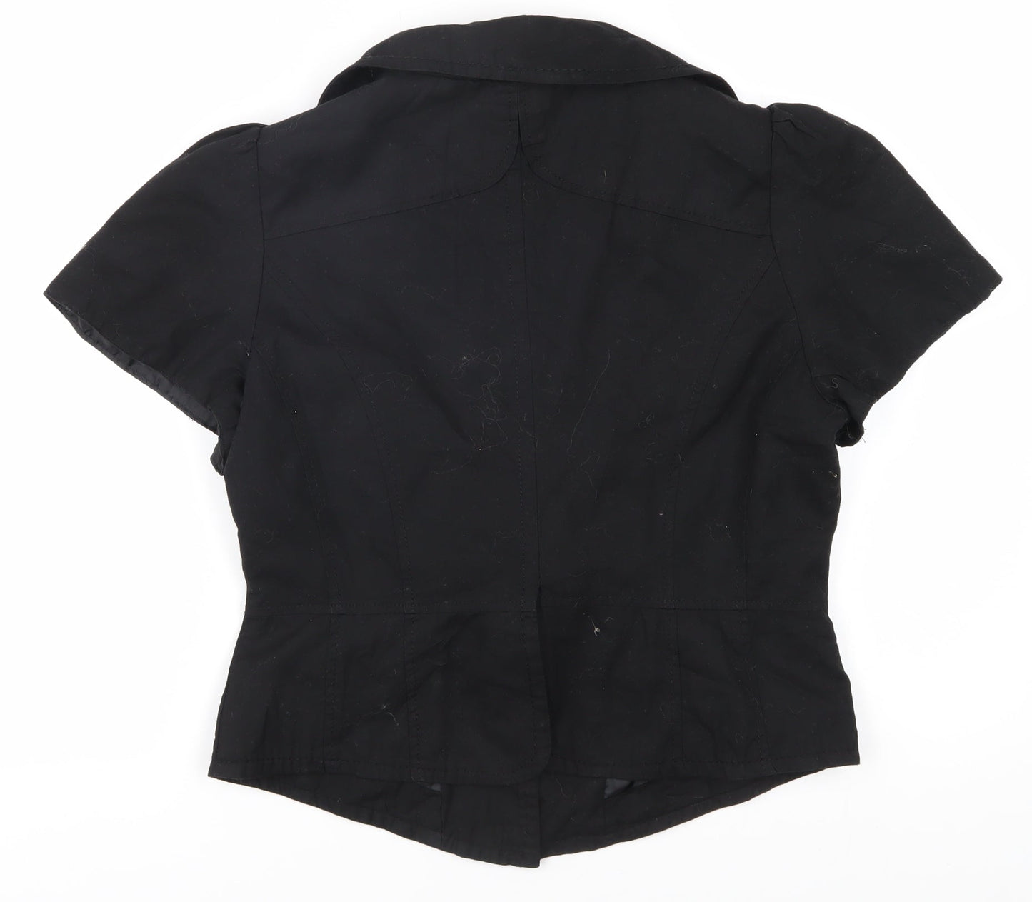 LOOK Women's Black Short Sleeve Wrap Blouse UK 12