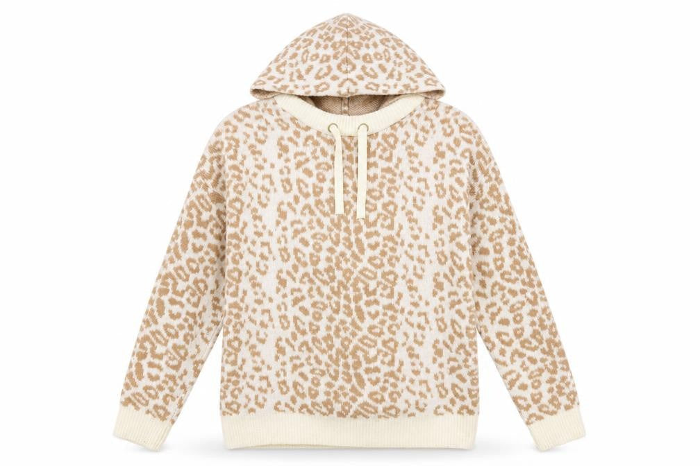 Front view of Falmer Heritage Women's Beige Animal Print Hoodie, size S
