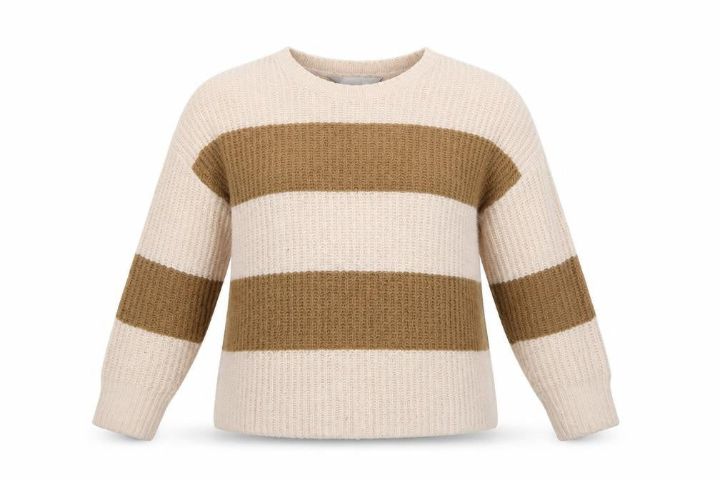 Front view of Red Herring Women's Beige Striped jumper, size 14