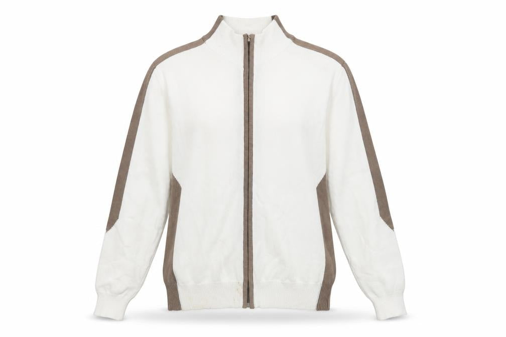 Womens UK S Regular Glenmuir White Full Zip Tight-Knit