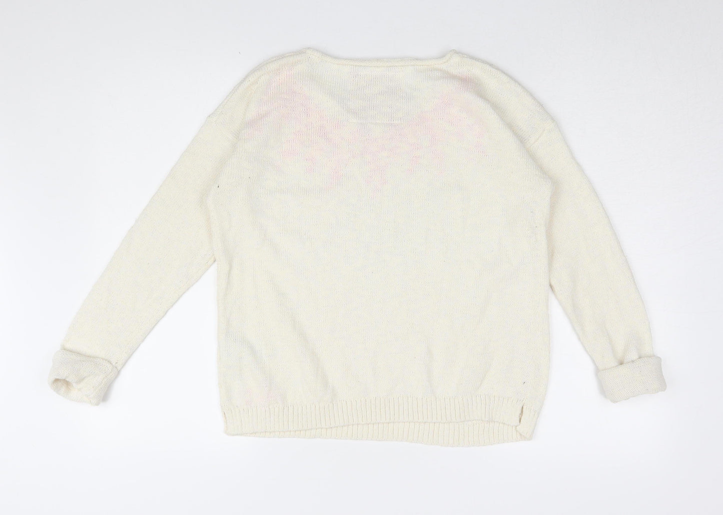 Luperdry Women's Ivory Floral Knit Pullover Jumper S