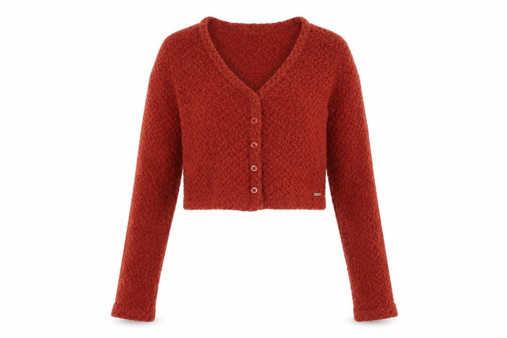 Womens UK XS Regular Hollister Red Cardigan Chunky-Knit