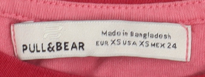 PULL&BEAR Girls Pink Ringer T-Shirt XS