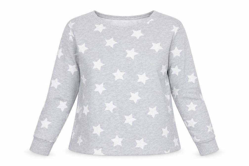 Front view of ASOS Women's Grey Star Print Sweatshirt, size 10