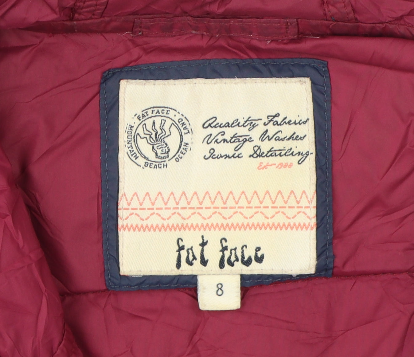 Fat Face Women's Blue Puffer Jacket Size 8 - Winter Casual