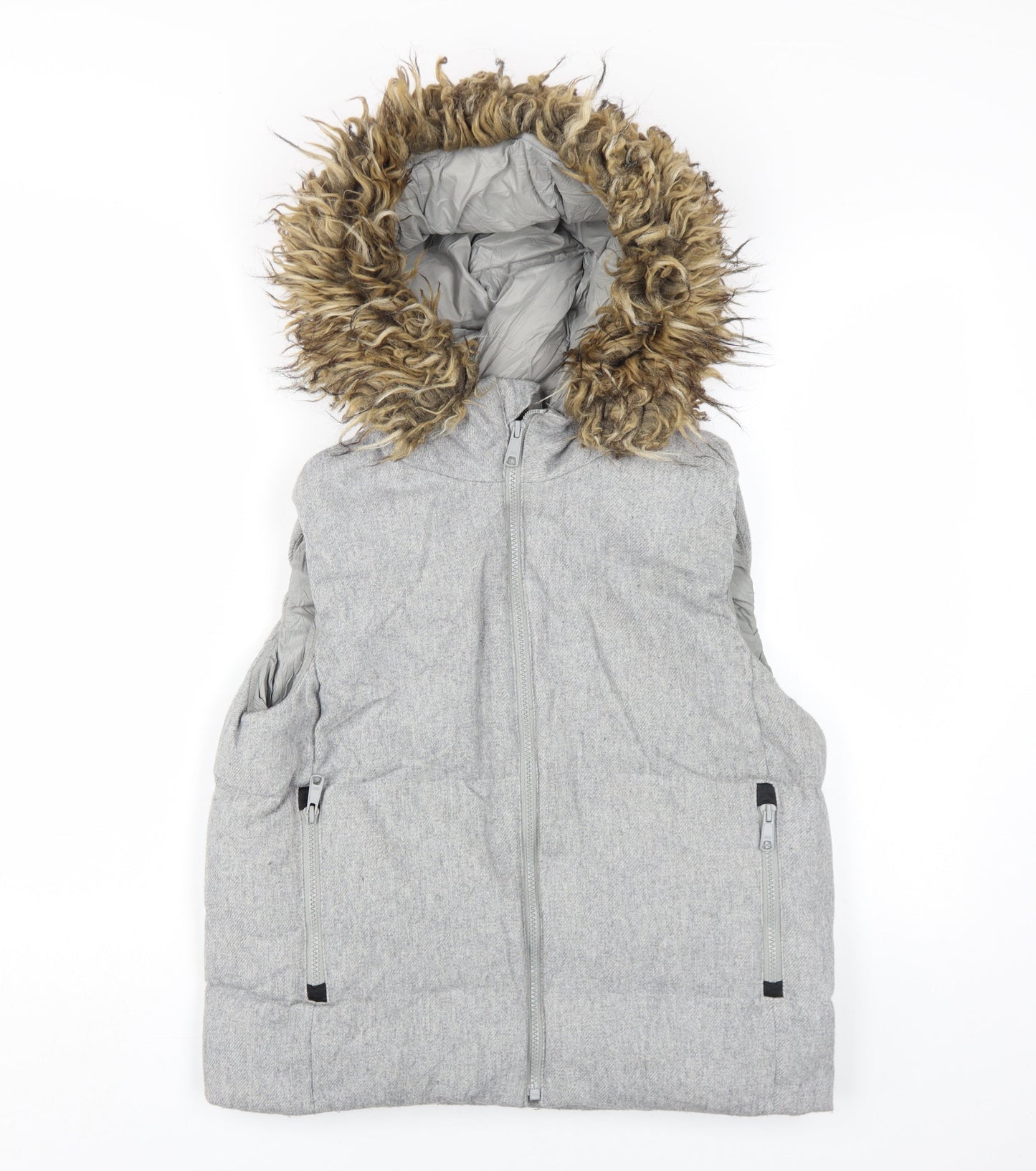 Gap Men's Grey Hooded Puffer Jacket, Size M, Winter