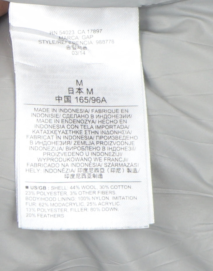 Gap Men's Grey Hooded Puffer Jacket, Size M, Winter