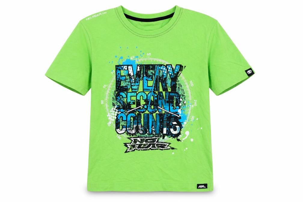 No Fear Boys Green Graphic T-Shirt, 11-12 Years, Casual Style