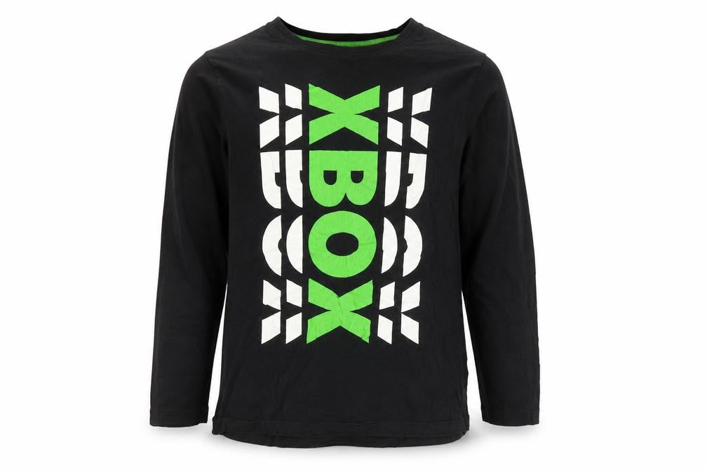 Front view of Microsoft Xbox boys’ black pullover sweatshirt 14 years