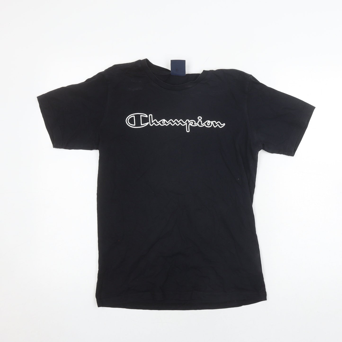 Champion Boys Black Casual T-Shirt, 13-14 Years, Logo Accent