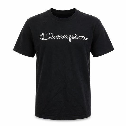 Champion Boys Black Casual T-Shirt, 13-14 Years, Logo Accent