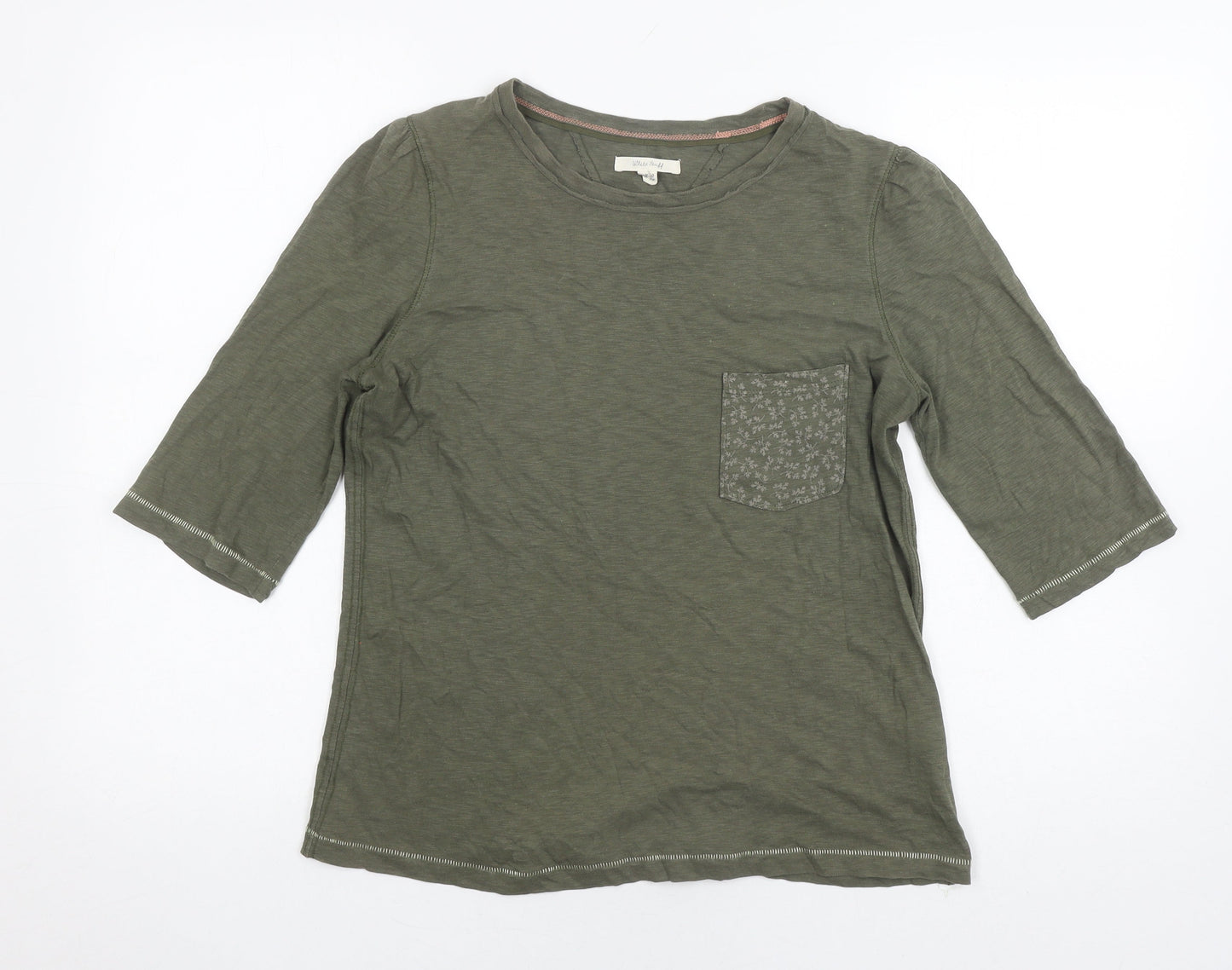 White Stuff Women's Green T-Shirt 2XS Crew Neck Jersey