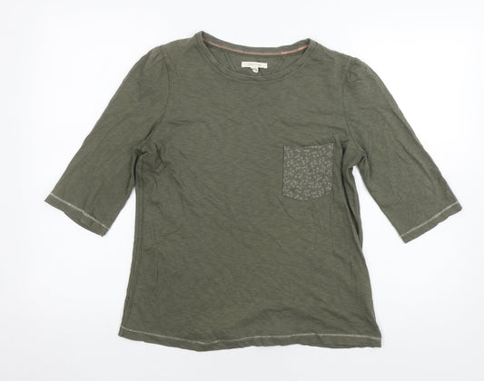 White Stuff Women's Green T-Shirt 2XS Crew Neck Jersey