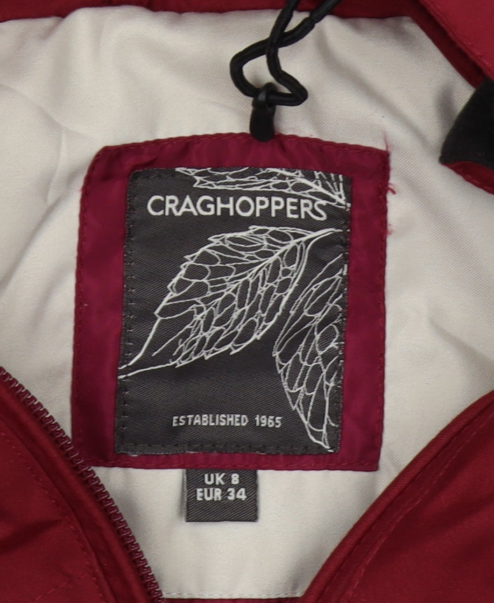 Craghoppers Women's Red Waterproof Jacket UK 8 Hooded