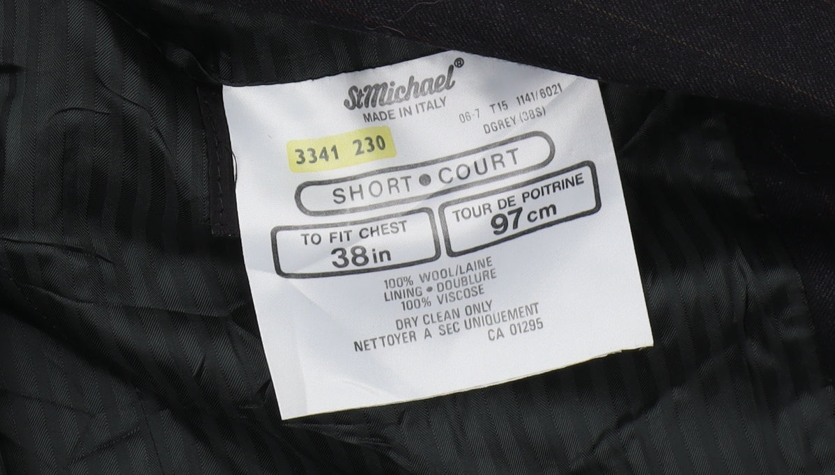 St Michael Men's Black Blazer 38 Short Notch Lapel