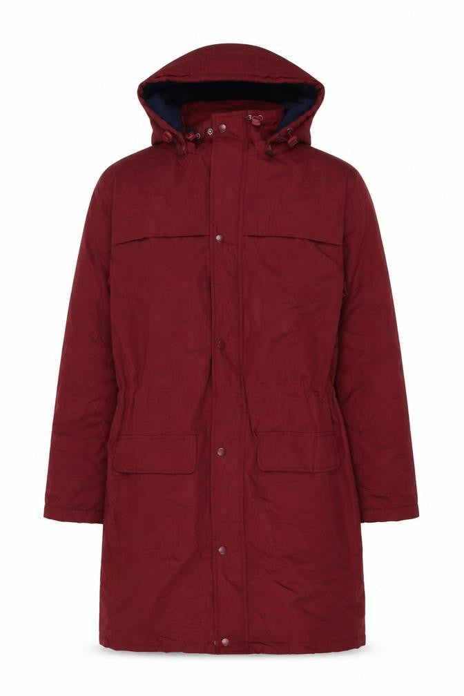 Collon Women's Red Parka Coat M - Hooded, Pockets, Long Sleeve