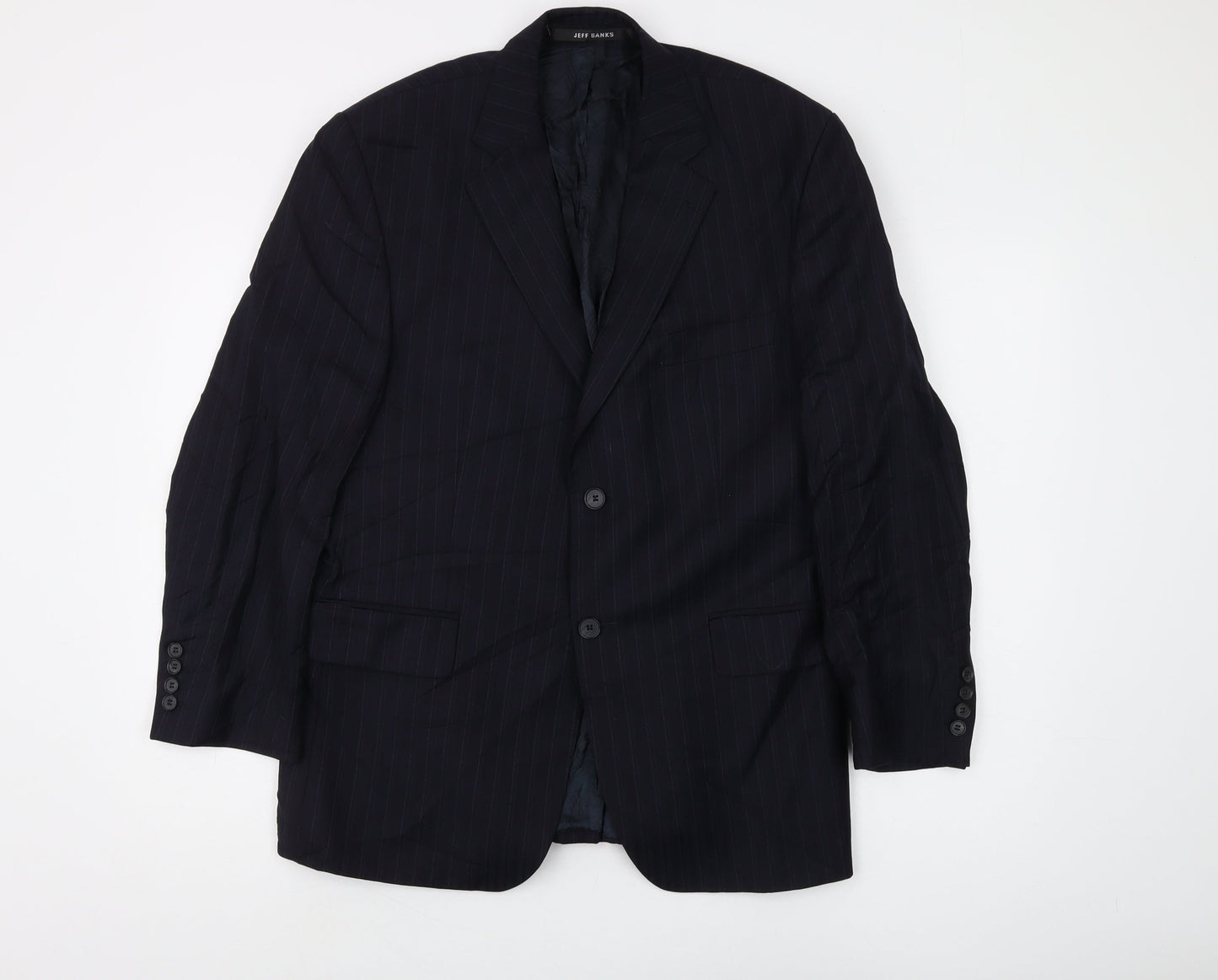Jeff Banks Men's Black Striped Blazer, Size 40S, Wool