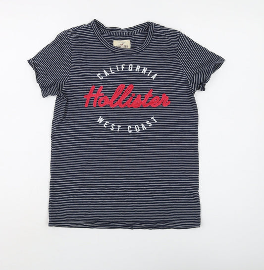Hollister Women's Blue Striped T-Shirt, XS, Casual Wear