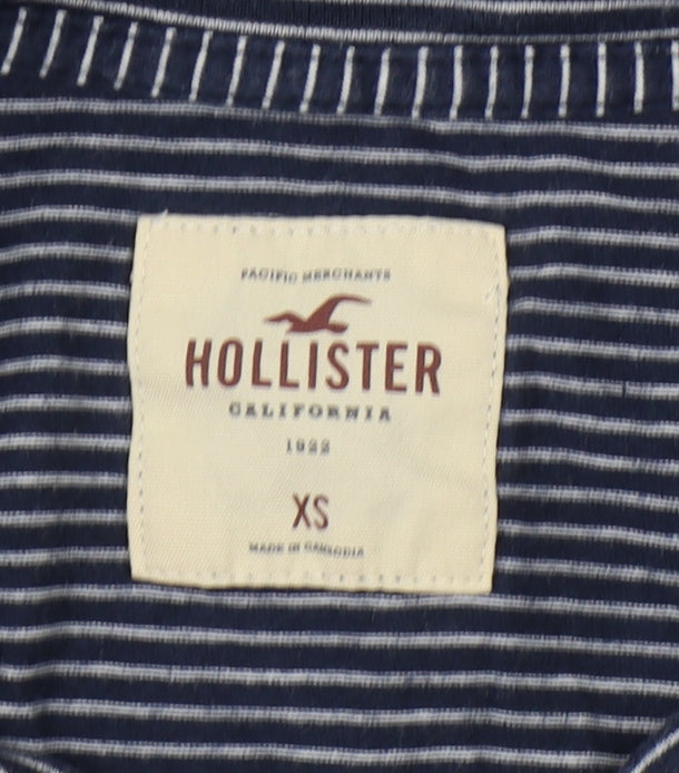 Hollister Women's Blue Striped T-Shirt, XS, Casual Wear