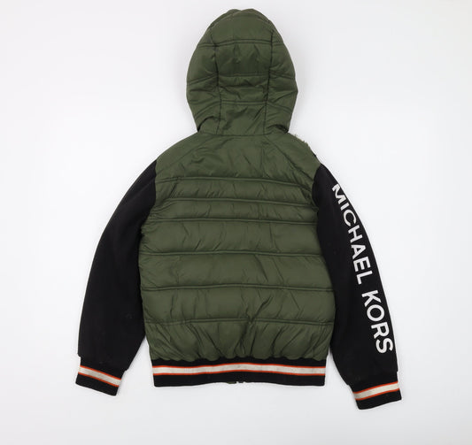Michael Kors Boys Green Puffer Jacket Hooded Size 8 Years