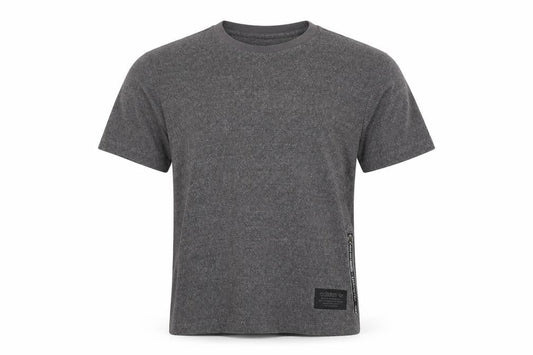 Front view of Adidas Men's Grey T-Shirt, size M, Crew Neck, Logo Accent