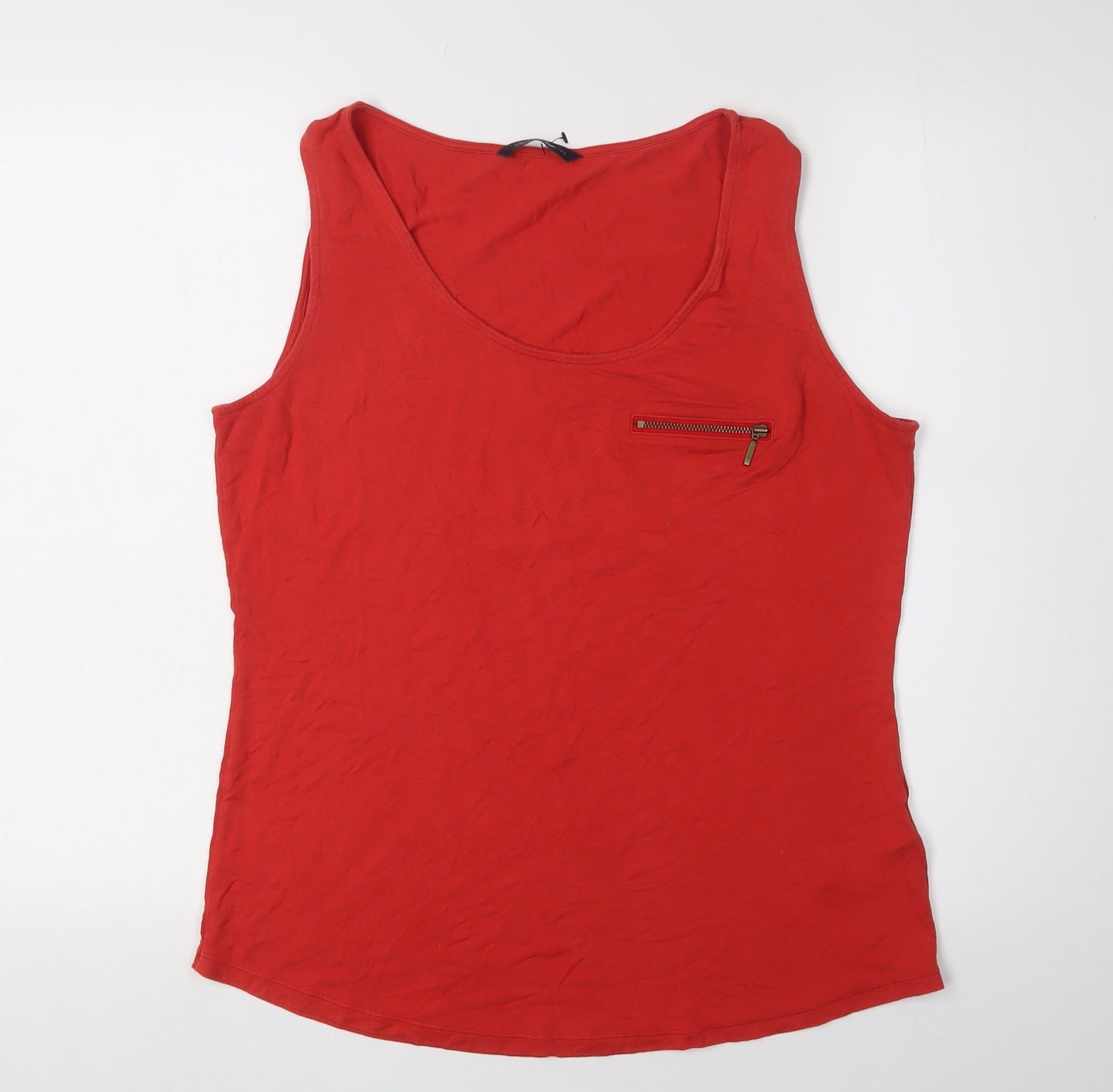 Marks and Spencer Women's Red Tank Top, Size 14, Zip Accent