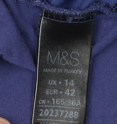 Marks and Spencer Women's Blue Floral T-Shirt Size 14