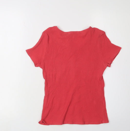 H&M Girls Red Button-Up Cropped T-Shirt Size 12