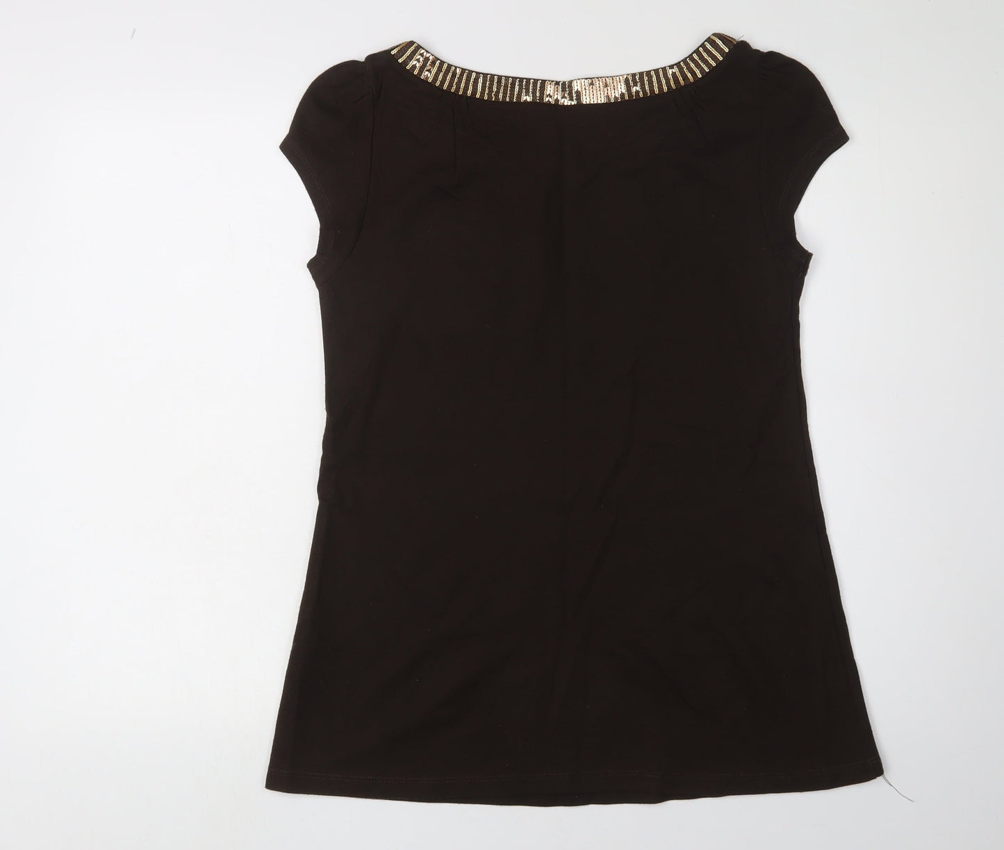 H&M Women's Black Sequin T-Shirt Size 14 Regular Fit