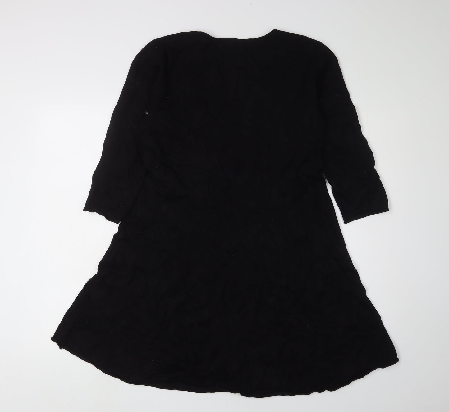 H&M Women's Black Shift Dress, Size L, 3/4 Sleeve