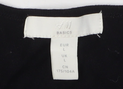 H&M Women's Black Shift Dress, Size L, 3/4 Sleeve