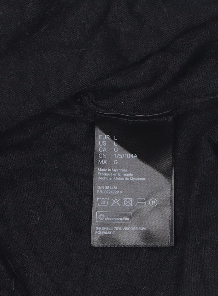 H&M Women's Black Shift Dress, Size L, 3/4 Sleeve