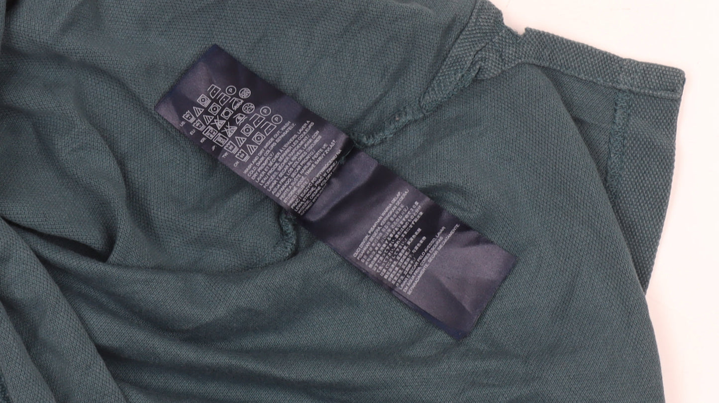 Tommy Hilfiger Green Men's Polo, Size L, Comfortable Slim Fit