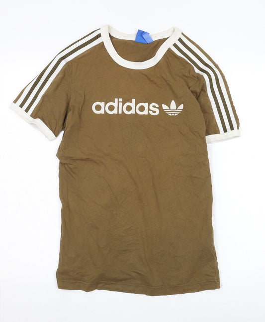 Adidas Unisex Brown T-Shirt, Size M, Crew Neck