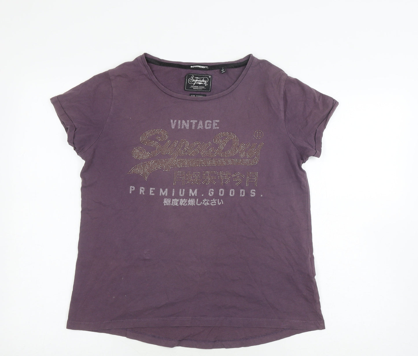Superdry Women's Purple Vintage T-Shirt, 2XS, Relaxed Fit