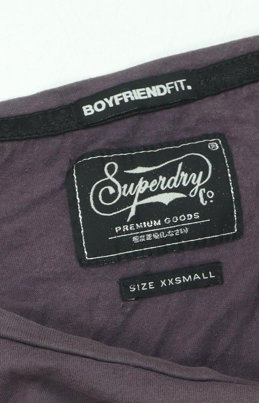 Superdry Women's Purple Vintage T-Shirt, 2XS, Relaxed Fit